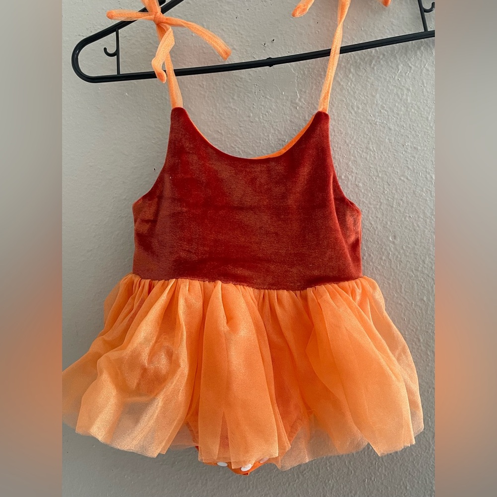 6 to 8 months old tutu with velvet orange little dress